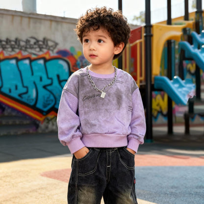 Lilac Cloud Chain Denim Co‑ord (Purple & gray)