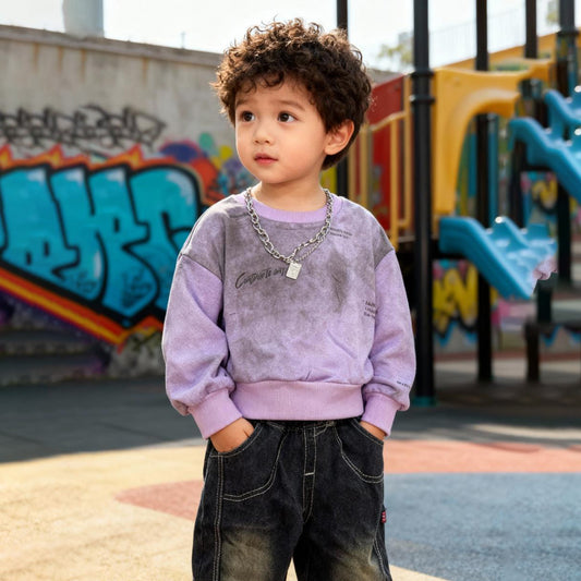 Lilac Cloud Chain Denim Co‑ord (Purple & gray)