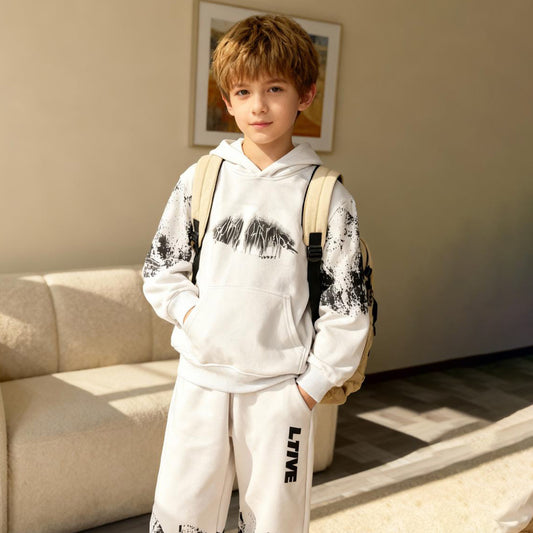 Alpine Impact Graphic Hoodie Set (Off white with prints)