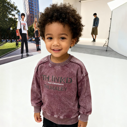 Kids Vintage Maroon Fade Sweatshirt – (Maroon)