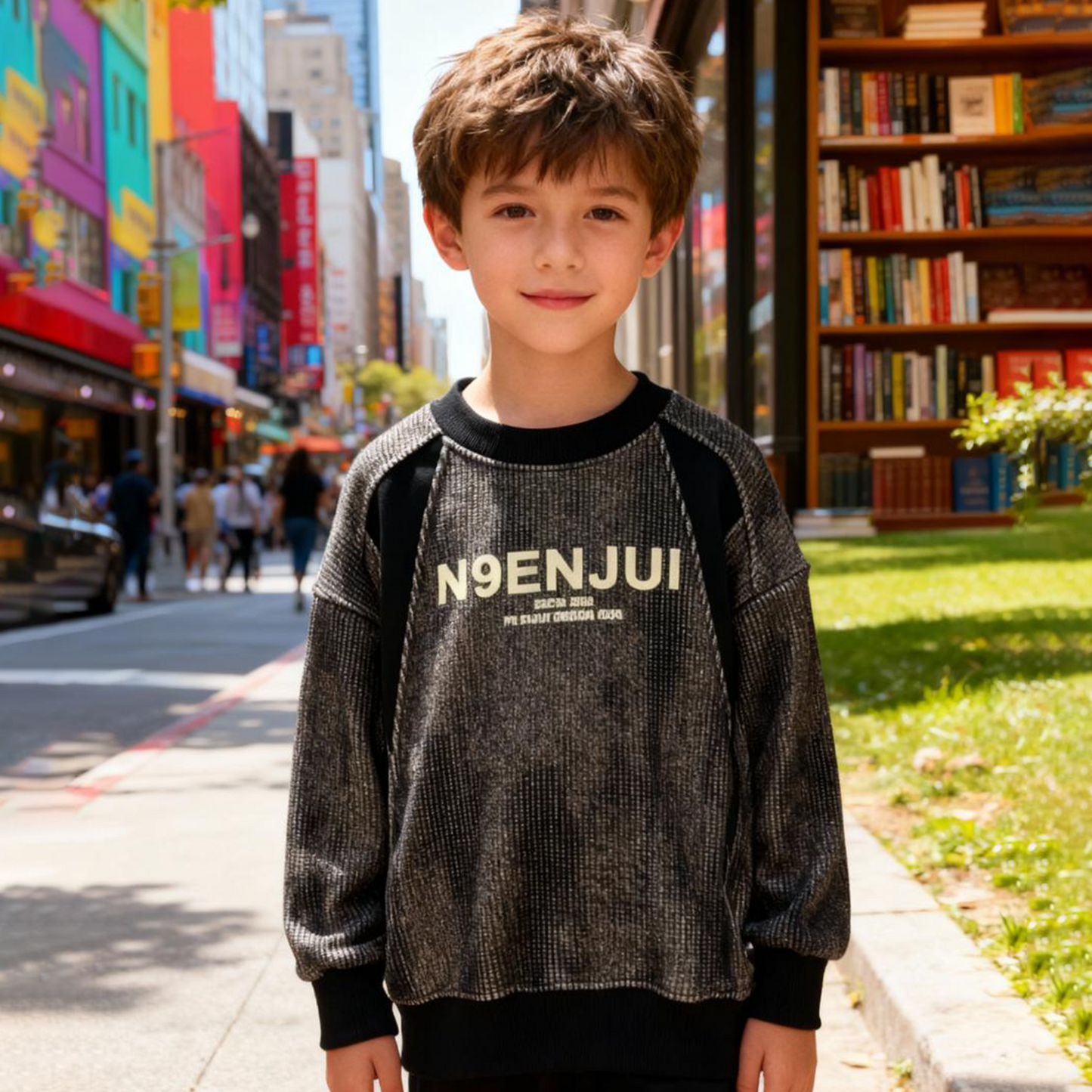 Velour Edge Wool-Finish Sweatshirt (Coffee color)