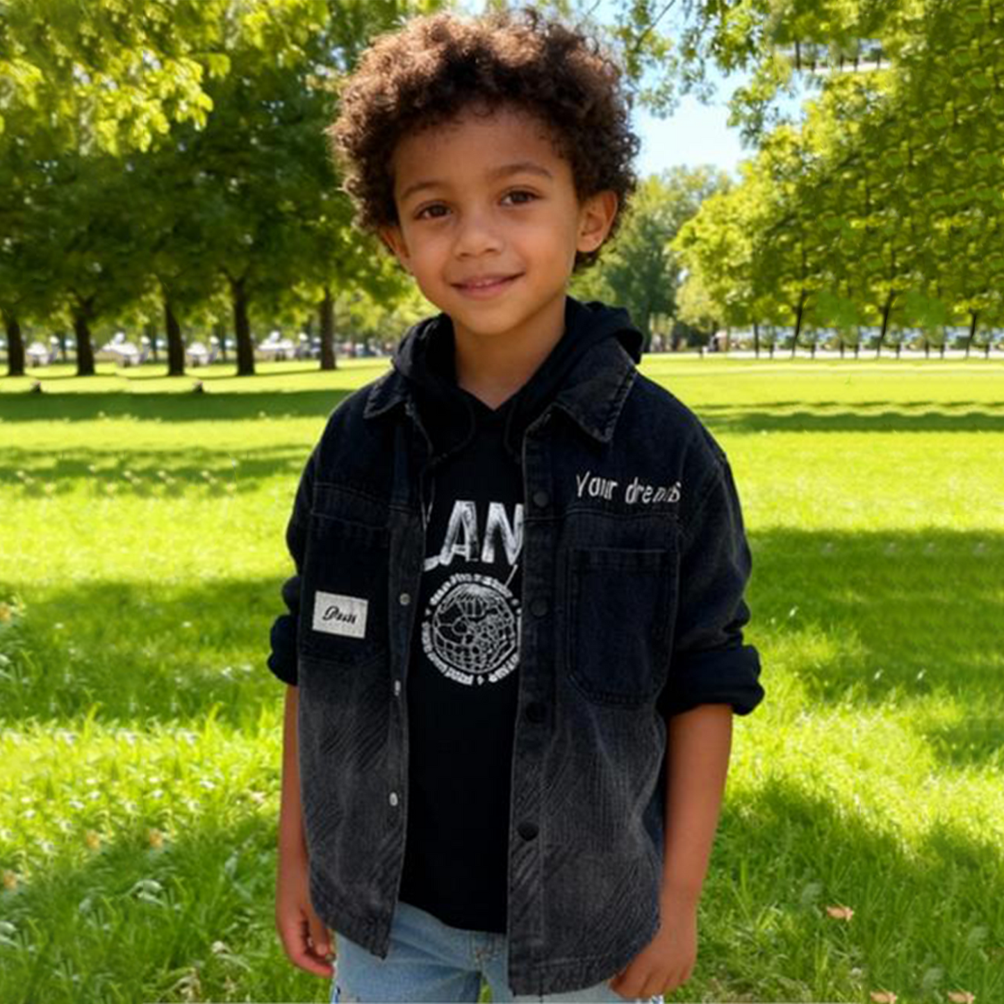 Faded Black Kids’ Denim Jacket (Black)