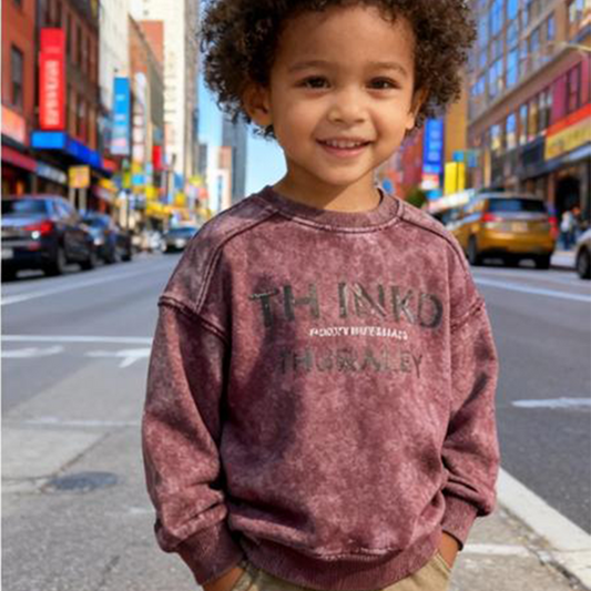 Kids Vintage Maroon Fade Sweatshirt – (Maroon)