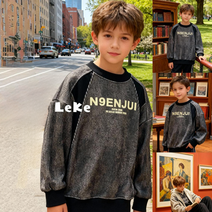 Velour Edge Wool-Finish Sweatshirt (Coffee color)