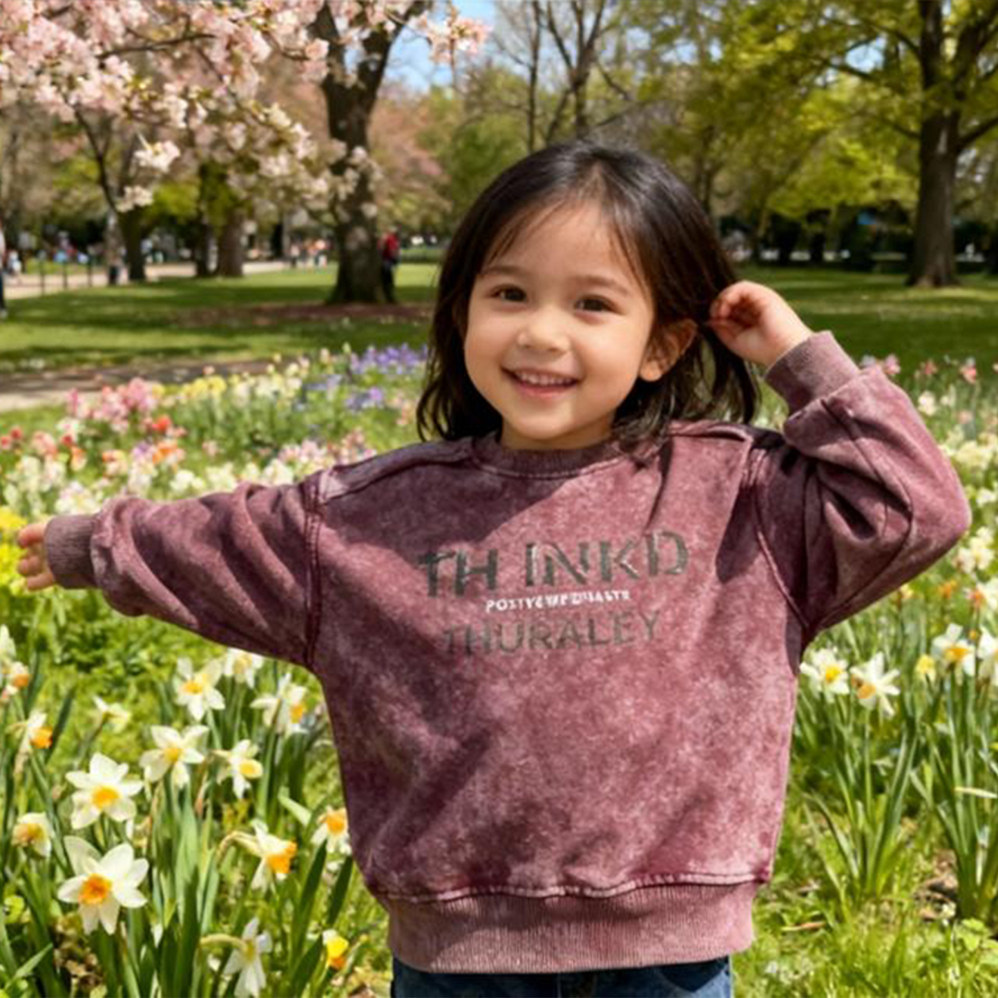 Kids Vintage Maroon Fade Sweatshirt – (Maroon)