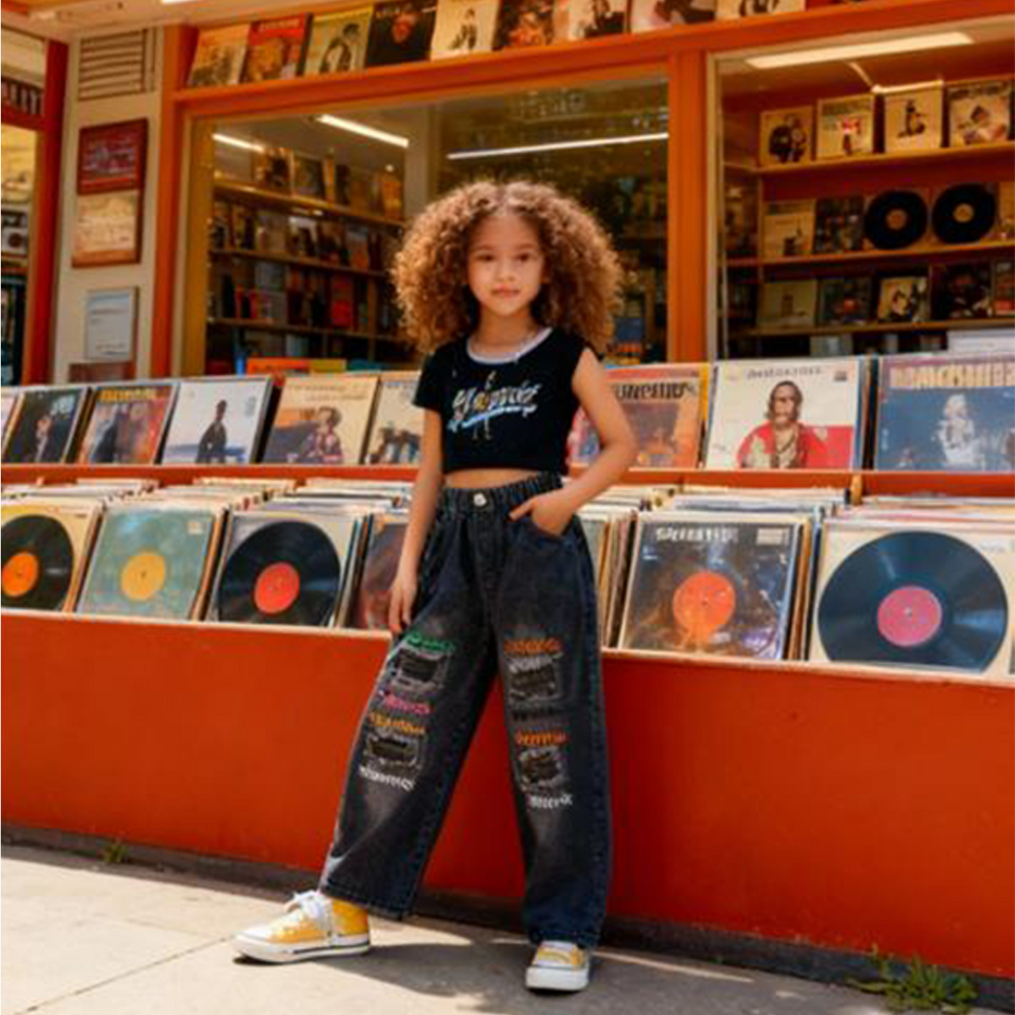 Urban Patch Multicolor Embroidered Jeans (Black alm)