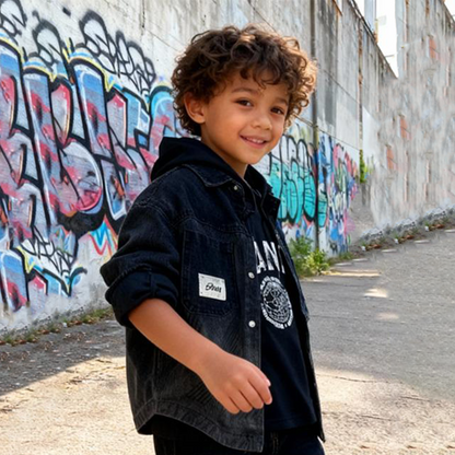 Faded Black Kids’ Denim Jacket (Black)