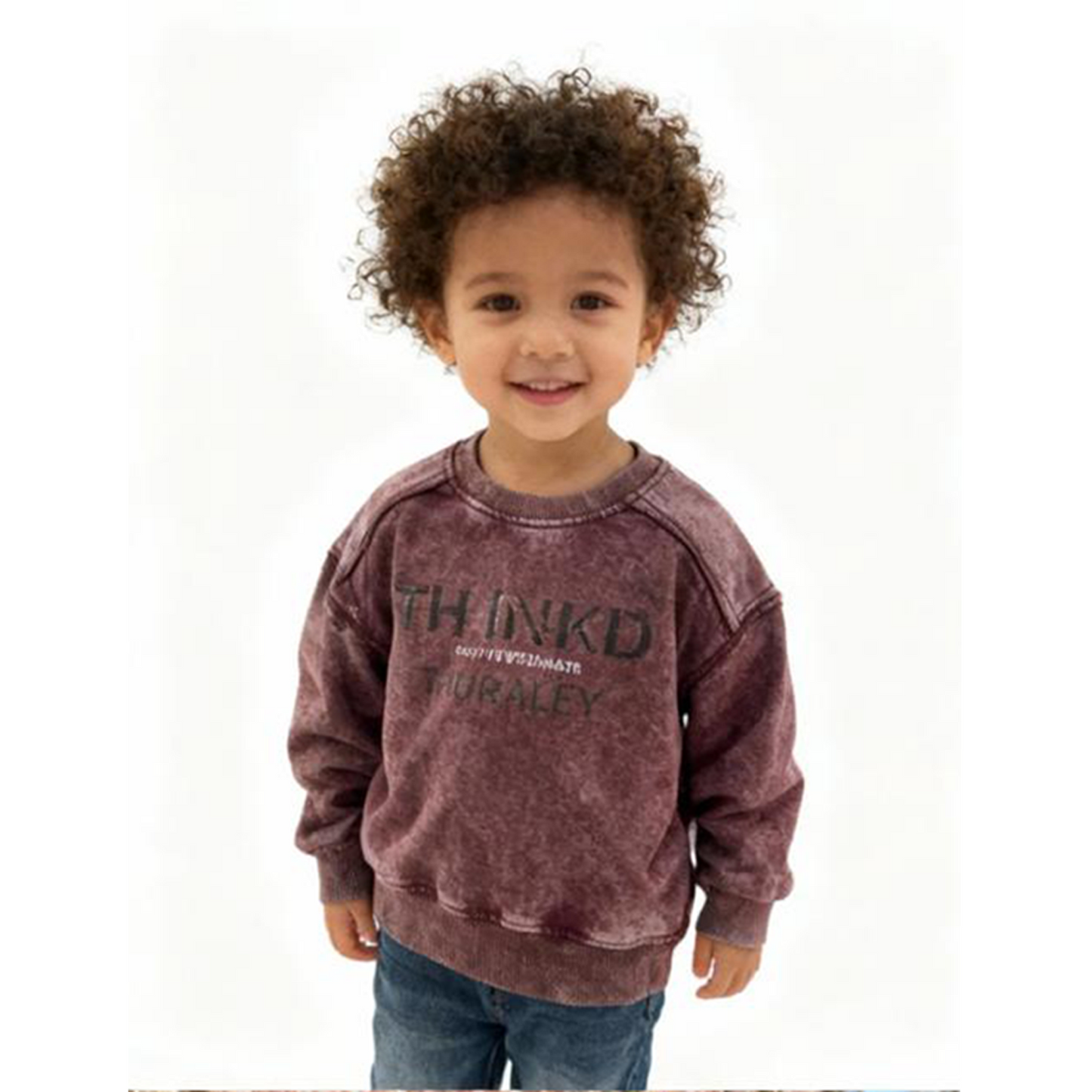Kids Vintage Maroon Fade Sweatshirt – (Maroon)