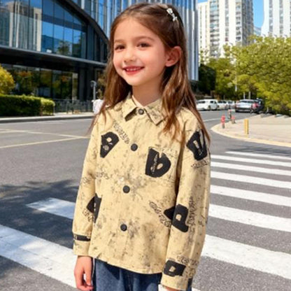 Bold Letter Kids 3 piece Co‑ord Set (Brown shirt with jeans)