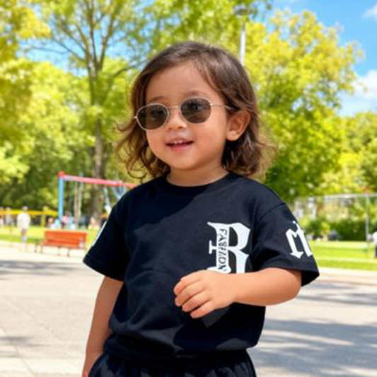 Bold Script Black Shorts Co-ord Set- R (Black)