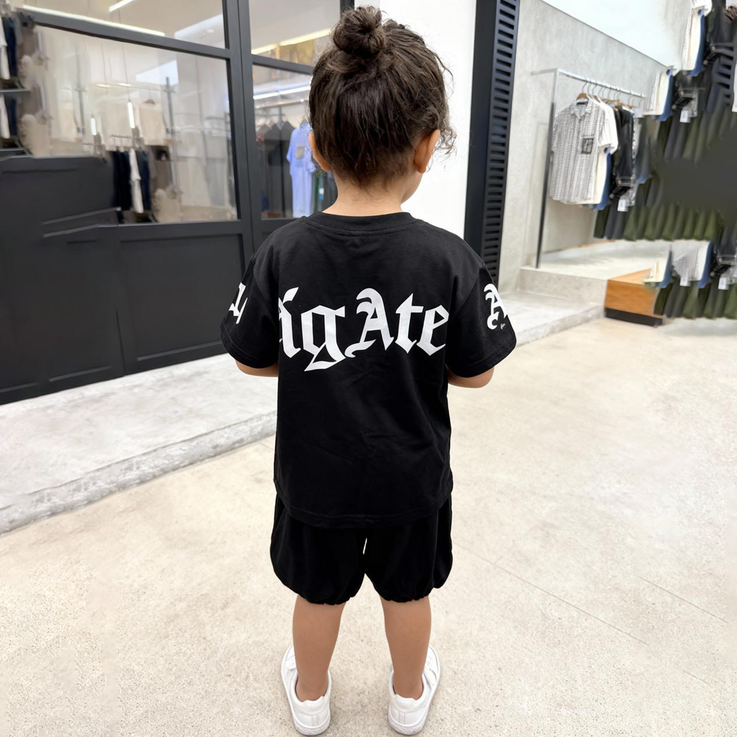 Bold Script Black Shorts Co-ord Set- R (Black)