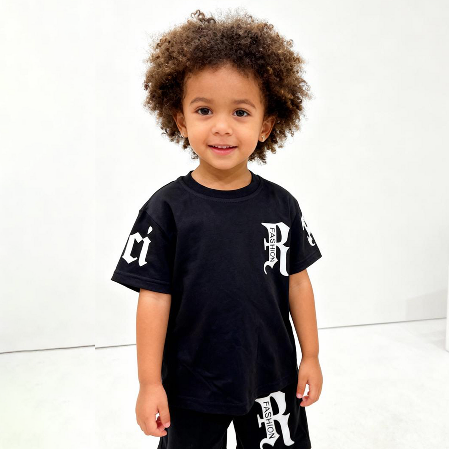 Bold Script Black Shorts Co-ord Set- R (Black)