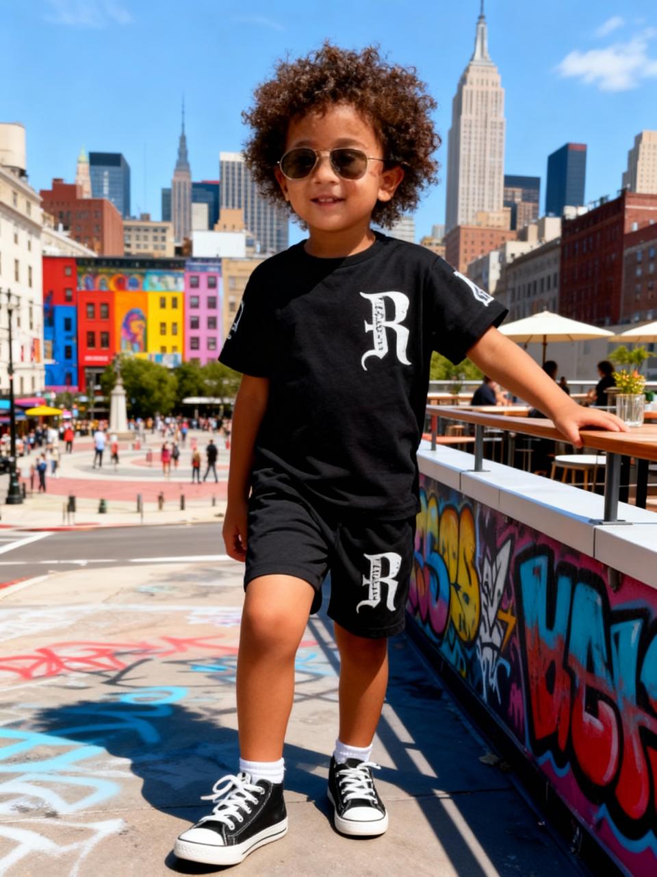 Bold Script Black Shorts Co-ord Set- R (Black)