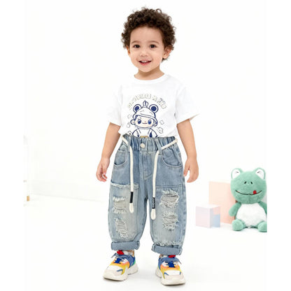 Cloudwash Comfort Ripped Denim Joggers (Torn Light Blue)