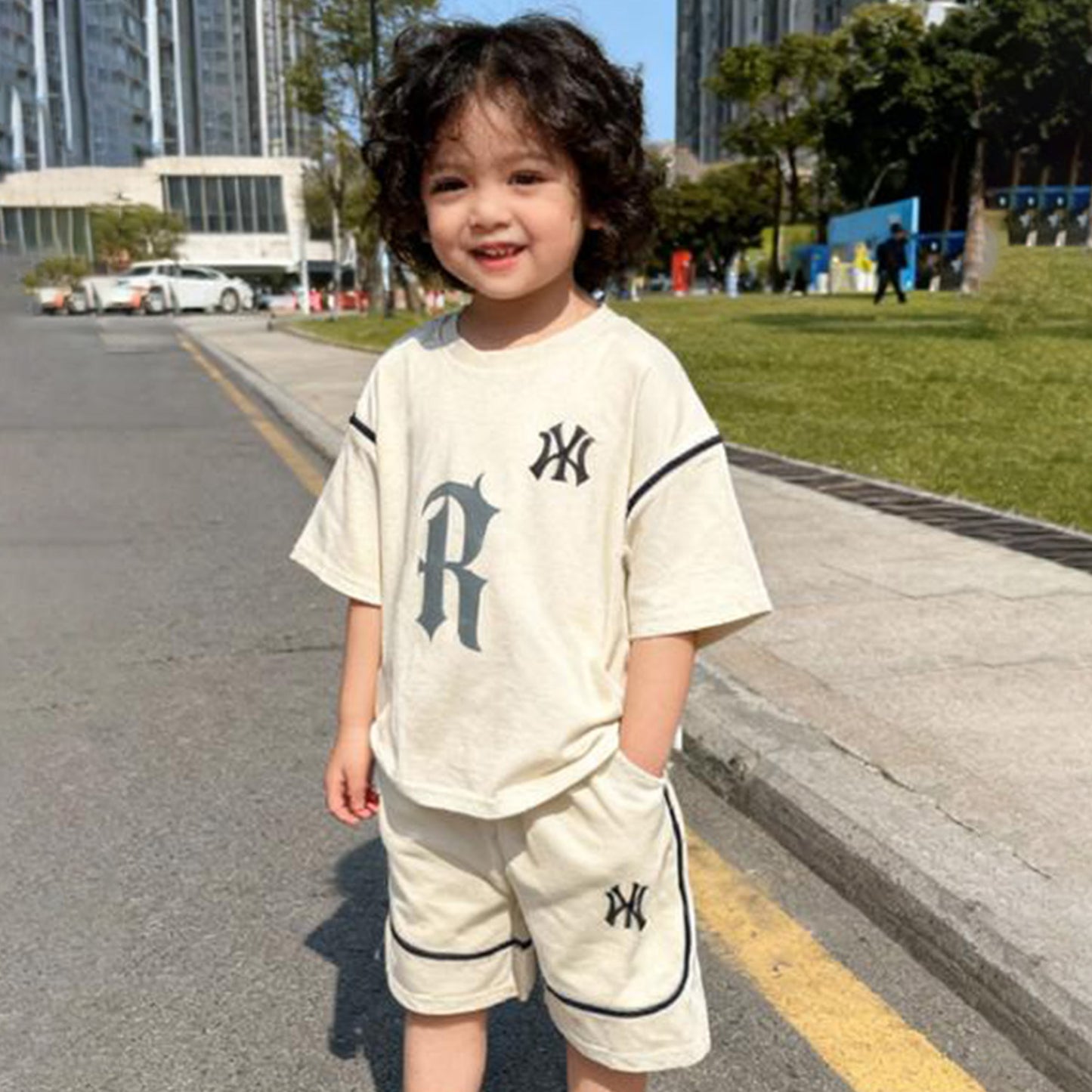 Cream League Varsity Shorts Co-ord Set (Cream)