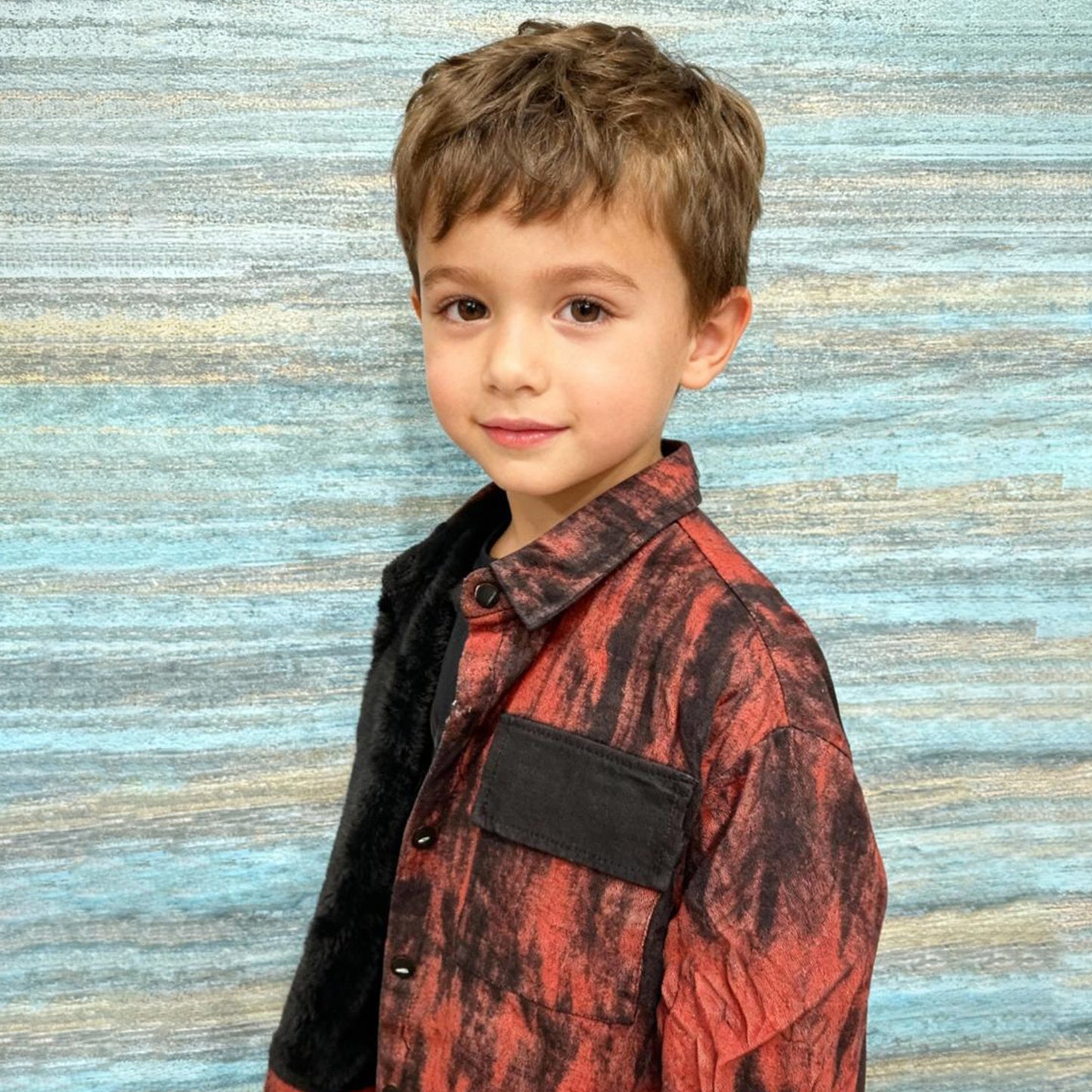 Crimson Fade Utility Denim Jacket (Red & Black)