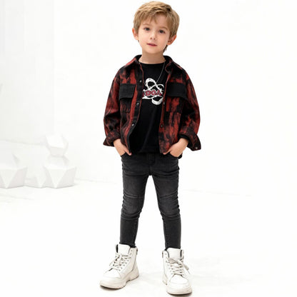 Crimson Fade Utility Denim Jacket (Red & Black)