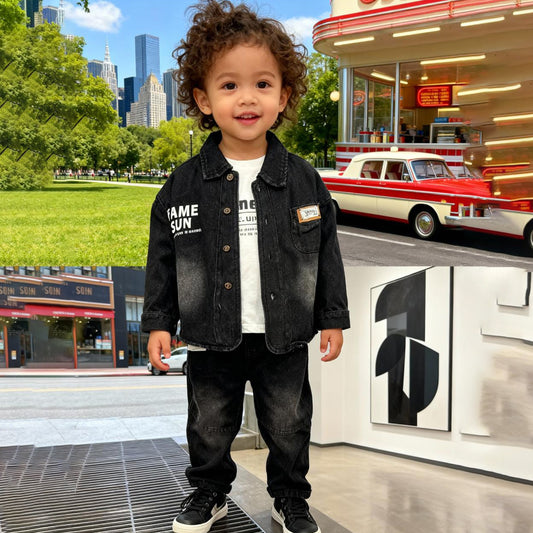 Dark Drift Denim Duo (Black denim shirt with jeans)