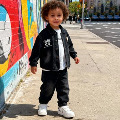 Dark Drift Denim Duo (Black denim shirt with jeans)