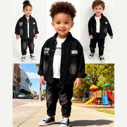 Dark Drift Denim Duo (Black denim shirt with jeans)