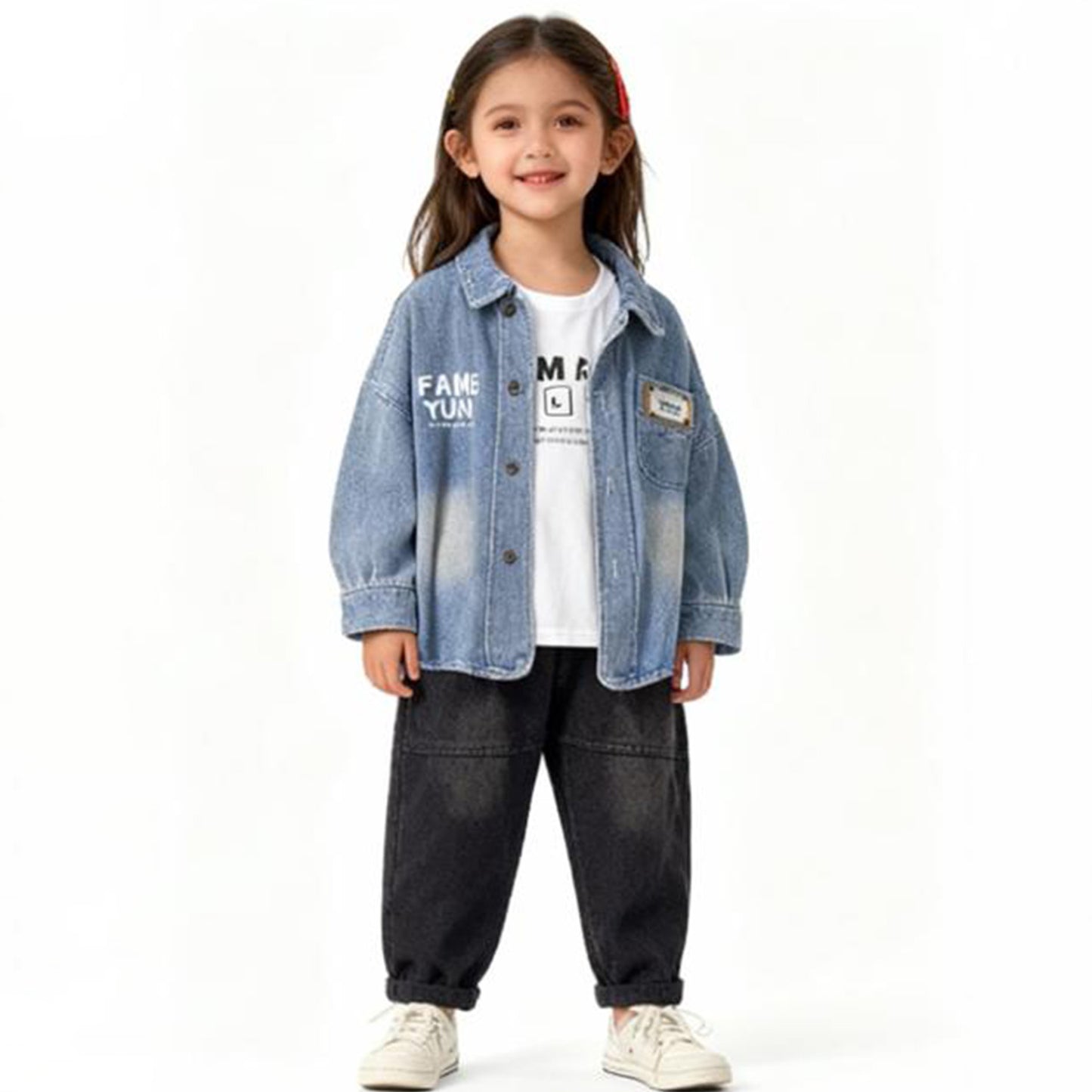 Denim Explorer Kids Co‑ord 3 piece Set (Blue denim shirt with jeans)