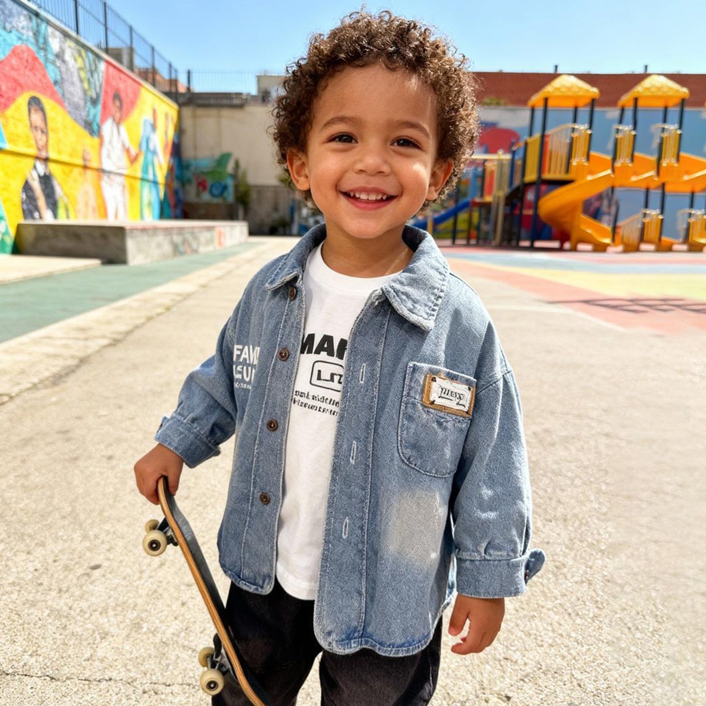 Denim Explorer Kids Co‑ord 3 piece Set (Blue denim shirt with jeans)