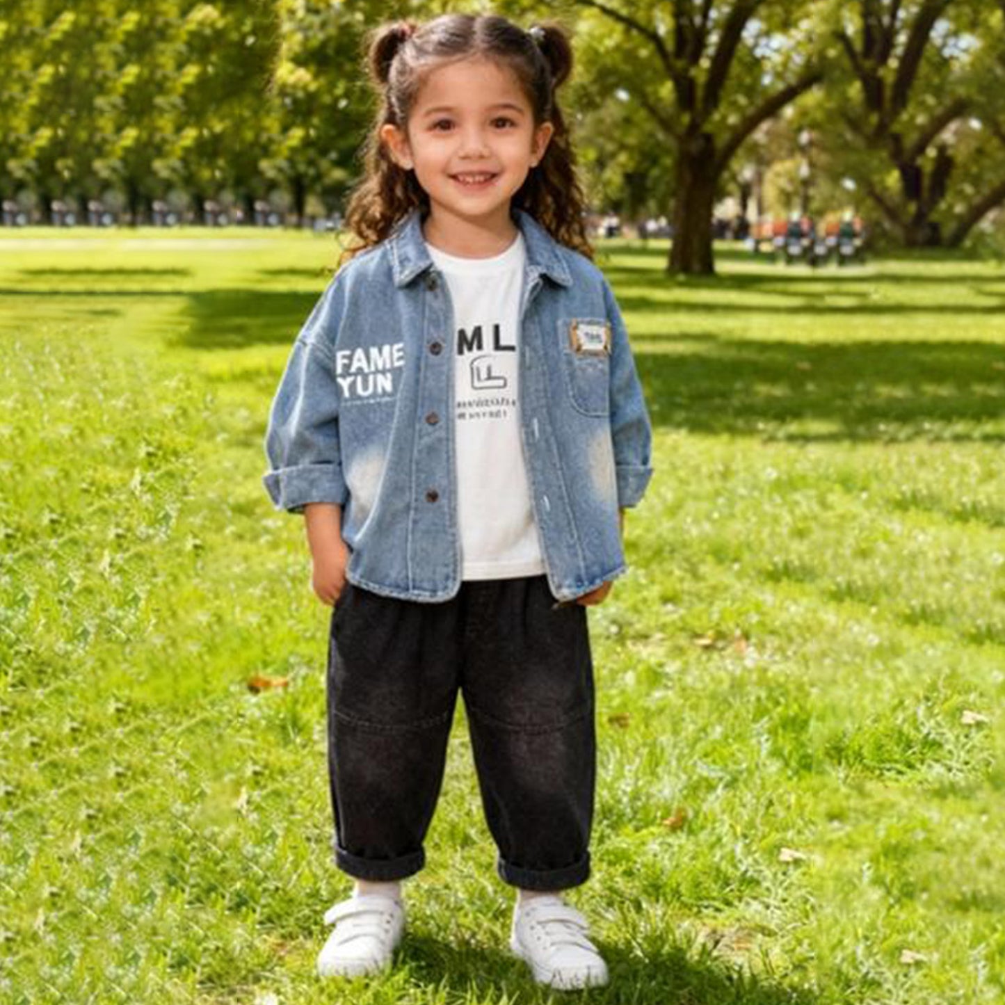 Denim Explorer Kids Co‑ord 3 piece Set (Blue denim shirt with jeans)