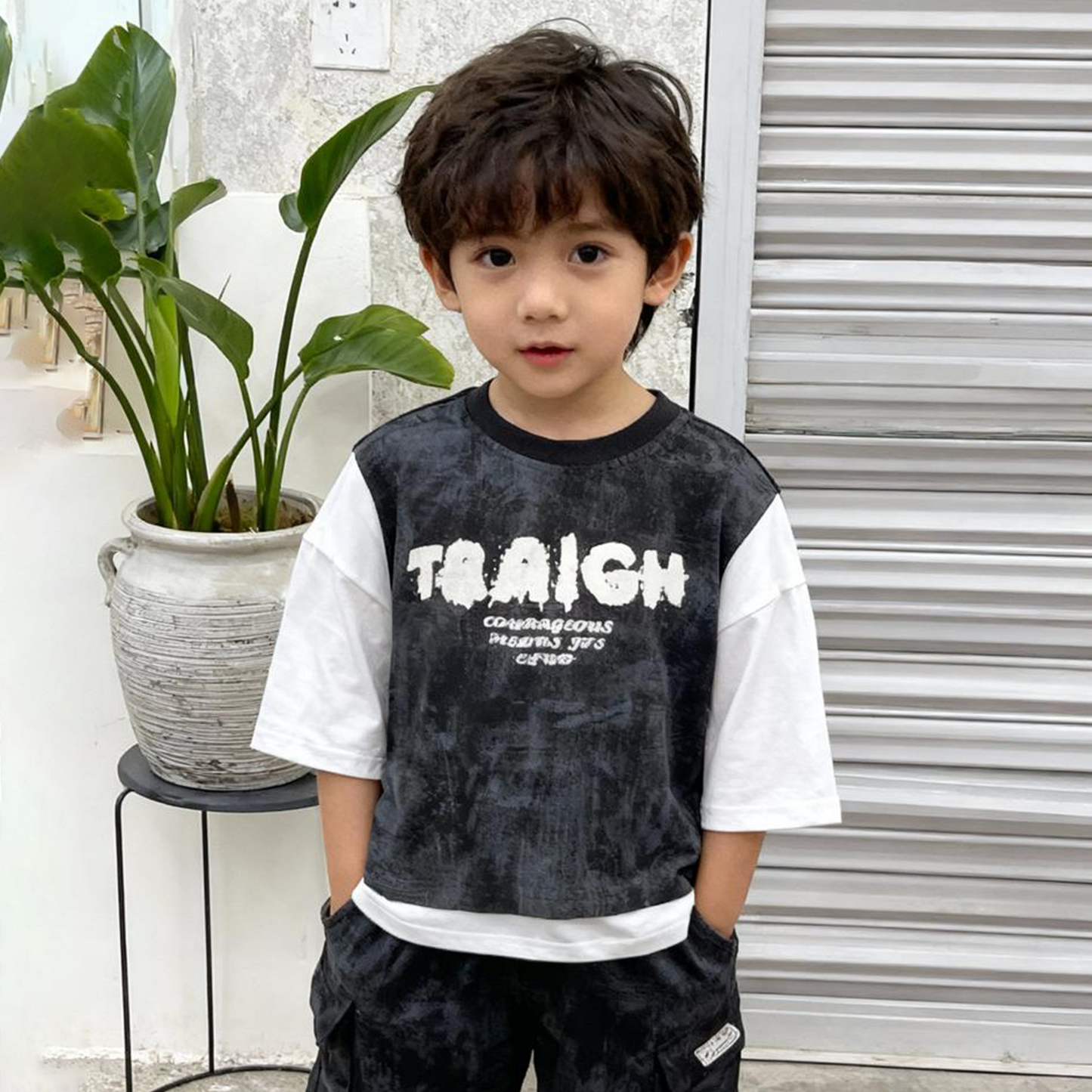 Grey Mist Street Shorts Set (Black & white with Gray shade)