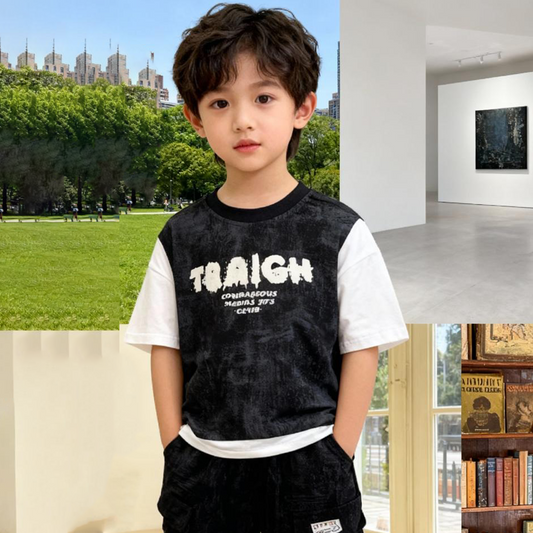 Grey Mist Street Shorts Set (Black & white with Gray shade)