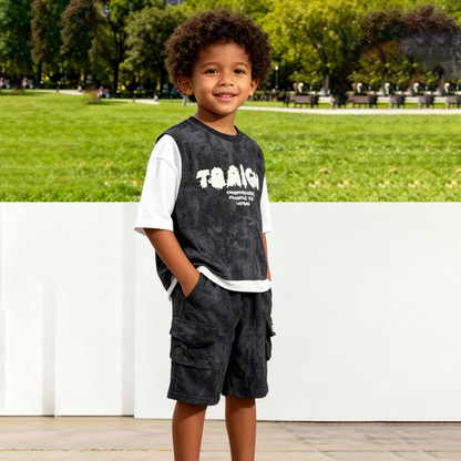 Grey Mist Street Shorts Set (Black & white with Gray shade)