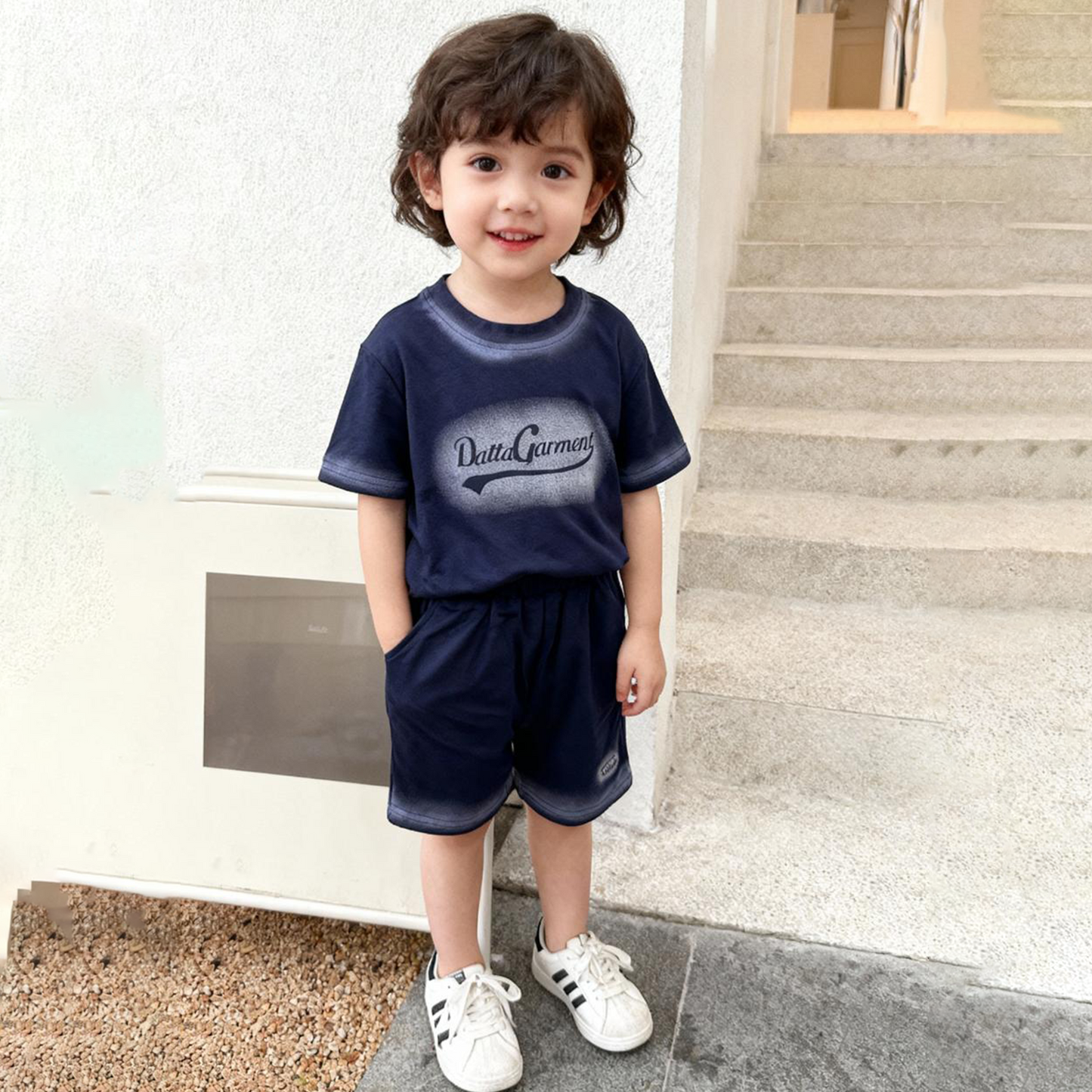 Indigo Fade Logo Shorts Co-ord Set (Blue/Indigo)