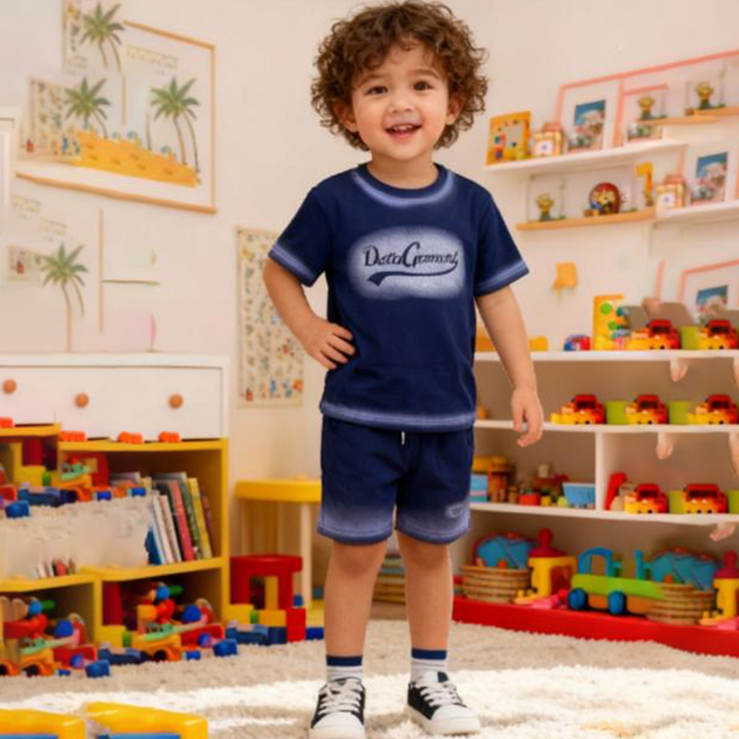 Indigo Fade Logo Shorts Co-ord Set (Blue/Indigo)