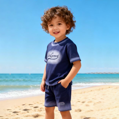 Indigo Fade Logo Shorts Co-ord Set (Blue/Indigo)