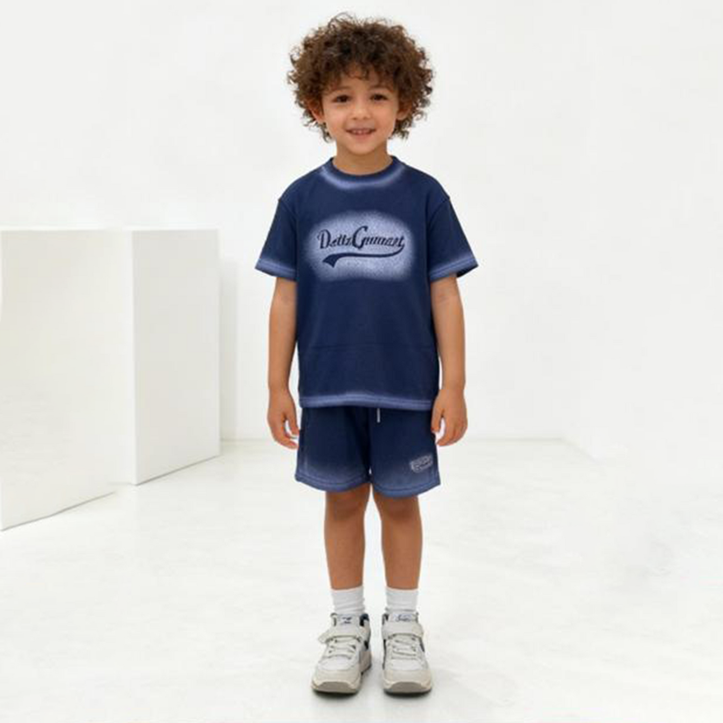 Indigo Fade Logo Shorts Co-ord Set (Blue/Indigo)