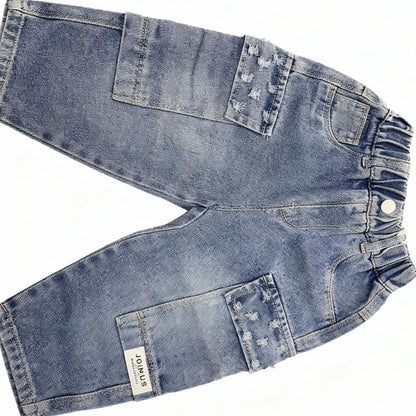 Joinus Butter Soft Distressed Cargo Jeans for Kids (Blue)