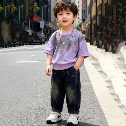 Lilac Cloud Chain Denim Co‑ord (Purple & gray)