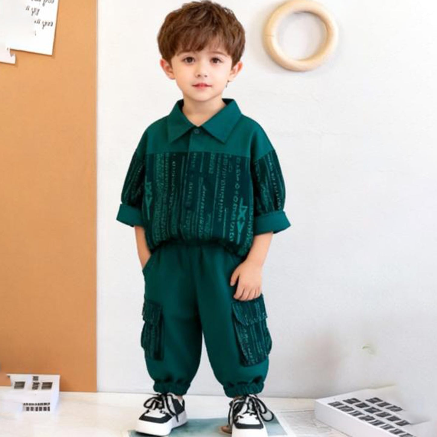 Matrix Code Cargo Co‑ord Set (Dark Green with black)