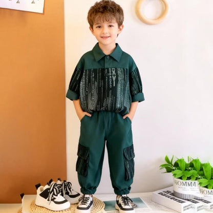 Matrix Code Cargo Co‑ord Set (Dark Green with black)