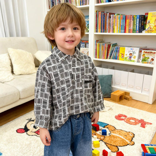 Mono Grid Casual Shirt (White & Black)