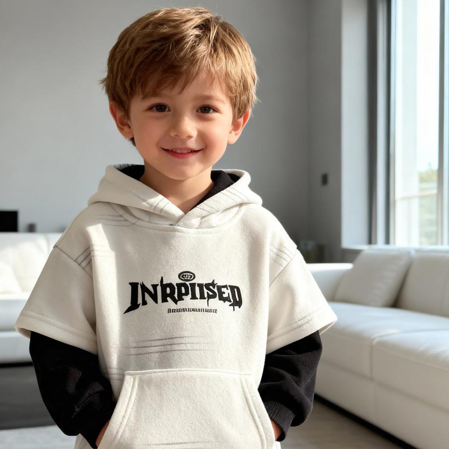 Monochrome Wave Premium Hoodie (Cream & Black)