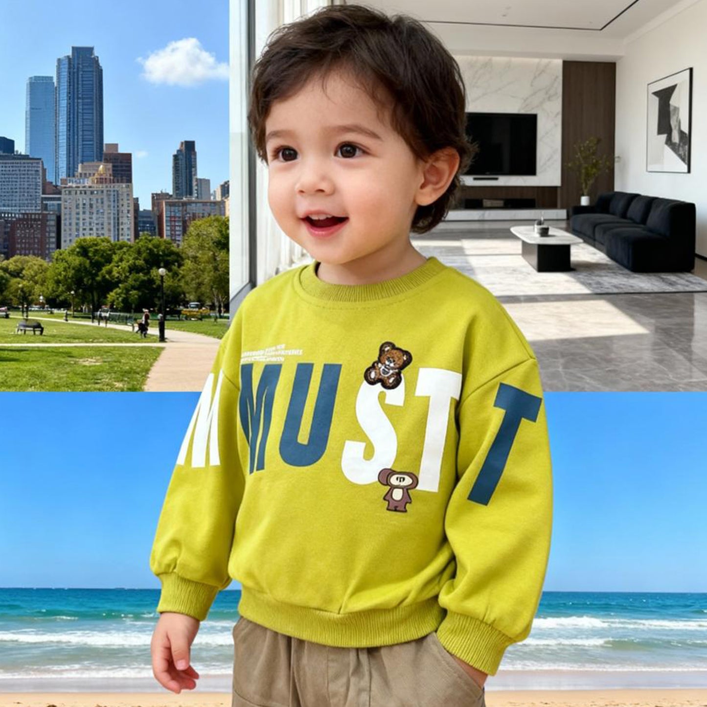 Must-Have Teddy Pop Co‑ord Set (Green TS with Gray jeans)