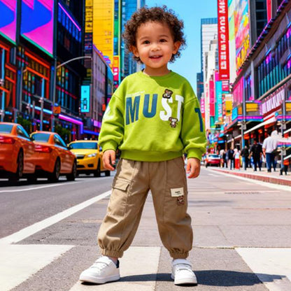 Must-Have Teddy Pop Co‑ord Set (Green TS with Gray jeans)