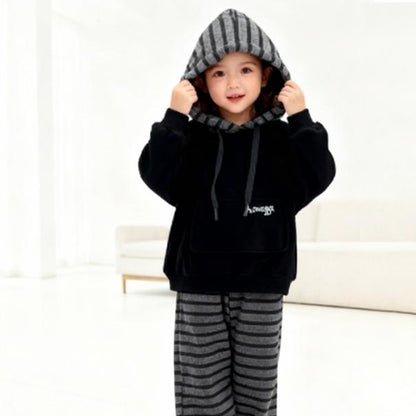 Premium Shadow Stripe Hoodie Co‑ord Set (Gray & Black)