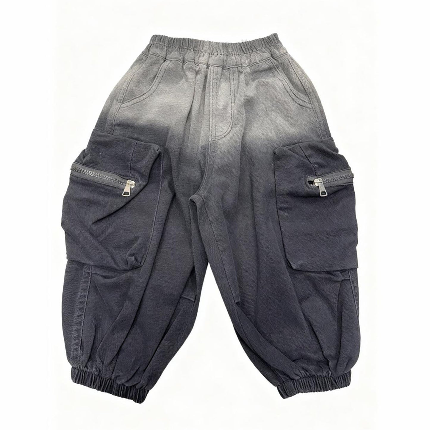 “Shadow Fade Balloon Jeans” (Black & Gray)