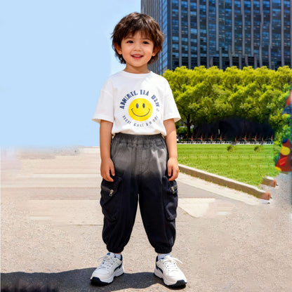 “Shadow Fade Balloon Jeans” (Black & Gray)