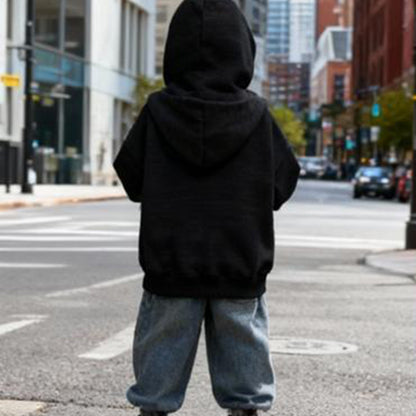 Shadow Funnel-Neck Luxe Hoodie (Black)