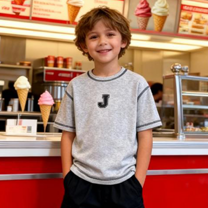 Stone Wash Street Shorts Co-ord (Gray & White)