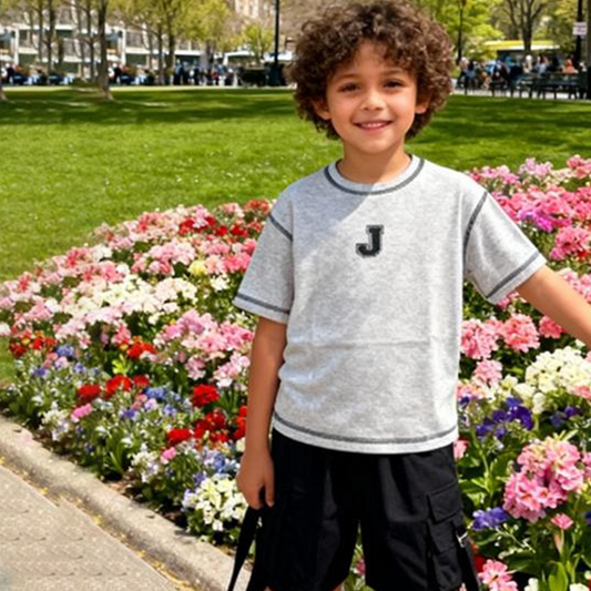 Stone Wash Street Shorts Co-ord (Gray & White)