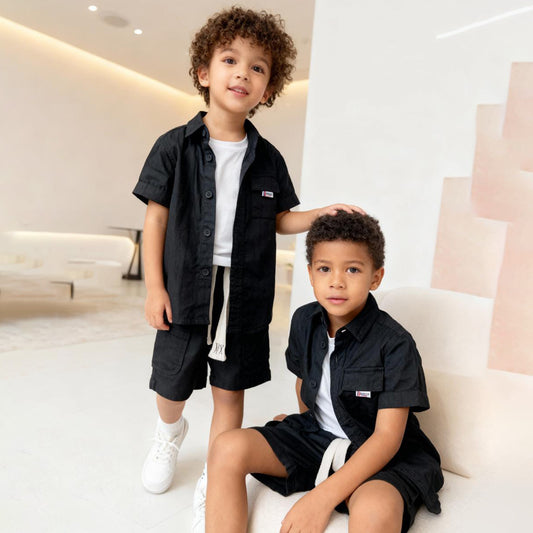 Urban Cotton Co-ord Set (Black Shorts half Sleeve set)