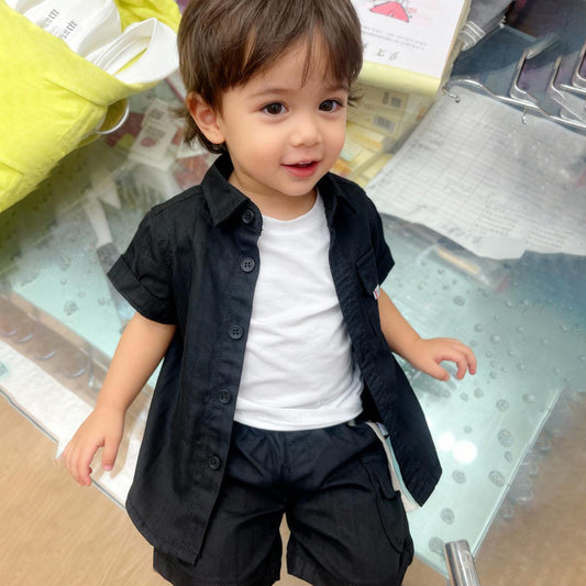 Urban Cotton Co-ord Set (Black Shorts half Sleeve set)